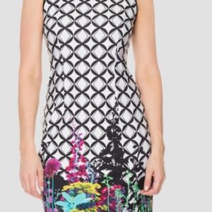 Joseph Ribkoff Black and White Diamond Pattern Dress